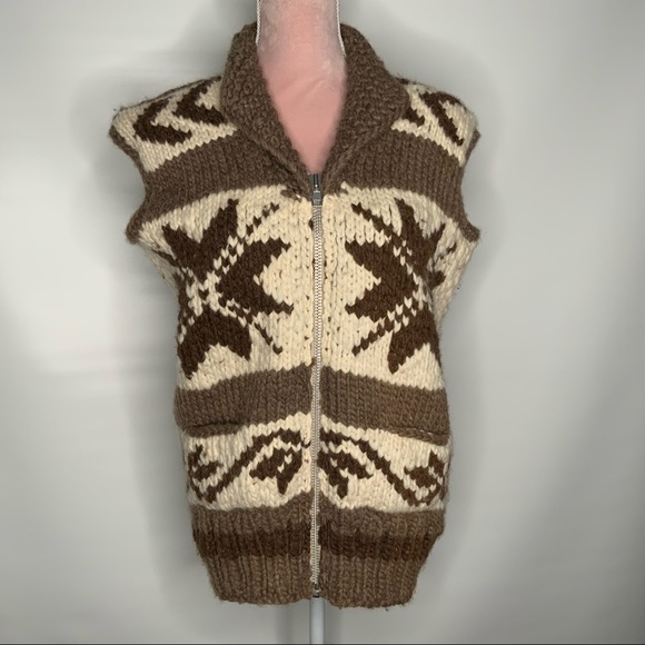 cowichan indian Jackets & Blazers - Cowichan Indian bulky knitted 100% wool vest.